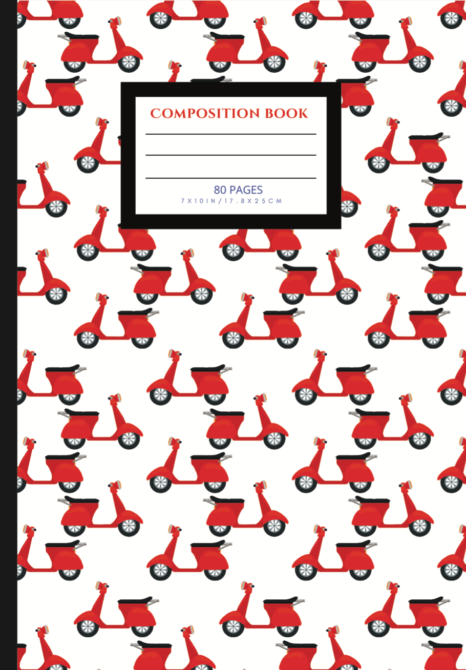 Red Scooter Composition Notebook